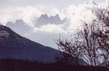 View on Chamonix Mt-Blanc needles from the chalet